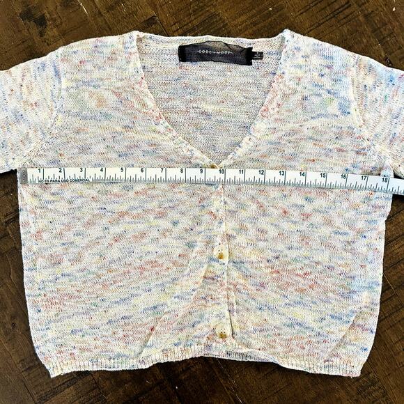 Code x Mode Minimalist Preppy Knit Space Dye cropped Layered Cardigan size S - Picture 4 of 12